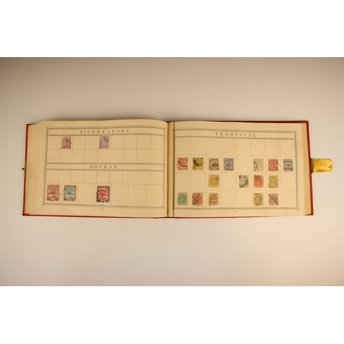 470 - A collection of five stamp albums and a folder, comprising: a Simplex Blank Album with world collect... 