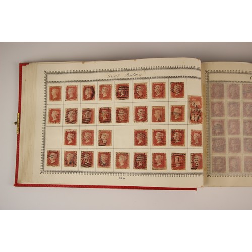 470 - A collection of five stamp albums and a folder, comprising: a Simplex Blank Album with world collect... 