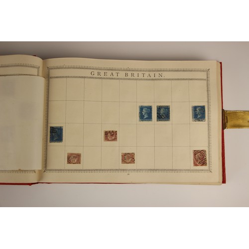 470 - A collection of five stamp albums and a folder, comprising: a Simplex Blank Album with world collect... 