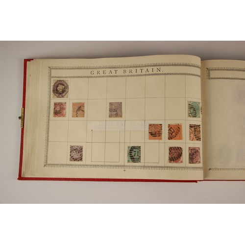 470 - A collection of five stamp albums and a folder, comprising: a Simplex Blank Album with world collect... 