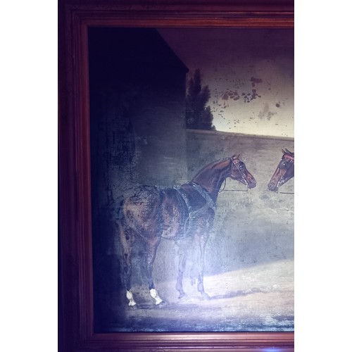 542 - Daniel Clowes (British, 1774-1829),  
Carriage horses in a stable yard,  
Oil on canvas,  
Signed lo... 