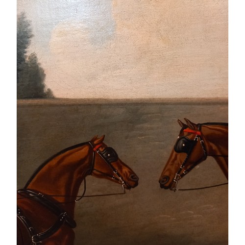 542 - Daniel Clowes (British, 1774-1829),  
Carriage horses in a stable yard,  
Oil on canvas,  
Signed lo... 