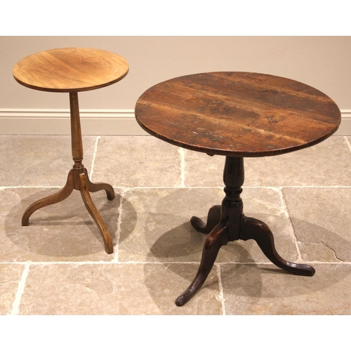 1005 - A Victorian fruitwood occasional wine table, the circular top upon a tapering cylindrical column ter... 