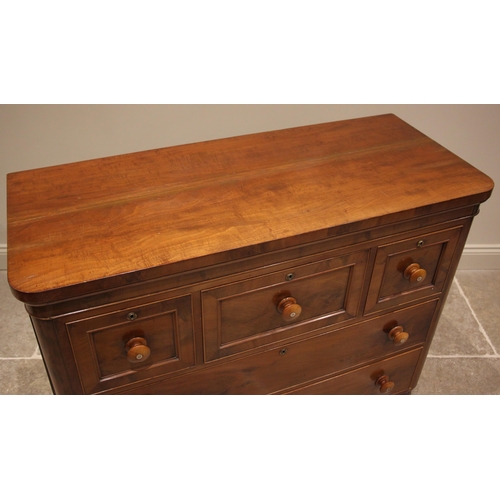 1006 - A Victorian mahogany Scottish chest of drawers, formed with three short over two long ash lined draw... 