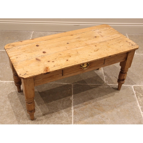 1021 - A Victorian and later pine coffee/occasional table, the rectangular plank top with rounded corners, ... 