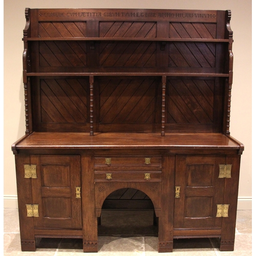 1044 - After Charles Locke Eastlake, an Arts and Crafts oak dresser, late 19th/early 20th century, the supe... 