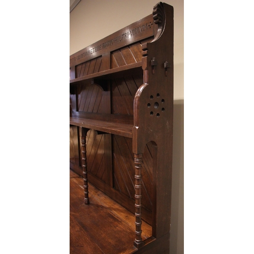 1044 - After Charles Locke Eastlake, an Arts and Crafts oak dresser, late 19th/early 20th century, the supe... 