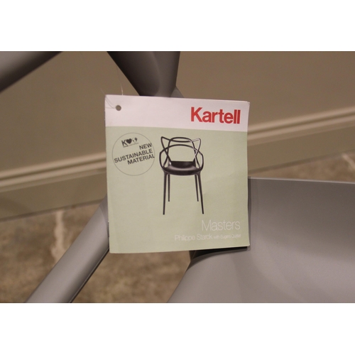 1071 - A harlequin trio of Kartell Masters stacking chairs, by Philippe Stark, each impressed with the make... 