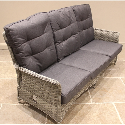 1072 - A Hartman patio/conservatory woven resin reclining three seater sofa, constructed on an aluminium fr... 