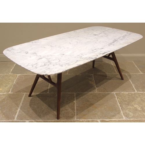 1073 - A Heals 'Anais' walnut and Carrara marble contemporary dining table, early 21st century, the rectang... 