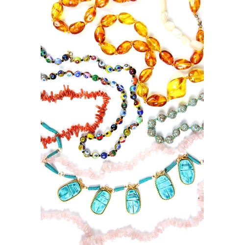 199 - A selection of beaded jewellery, including a Murano glass style necklace, in various bright colourwa... 