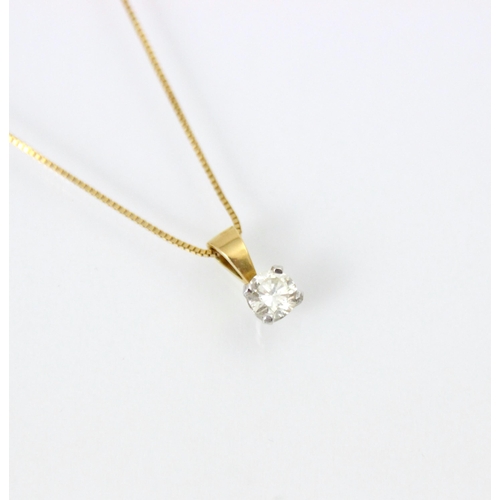 210 - A diamond set necklace, the round cut diamond set within white metal claw setting, upon associated s... 