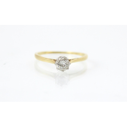 221 - An Edwardian style diamond solitaire ring, the central round cut diamond within white metal mount le... 