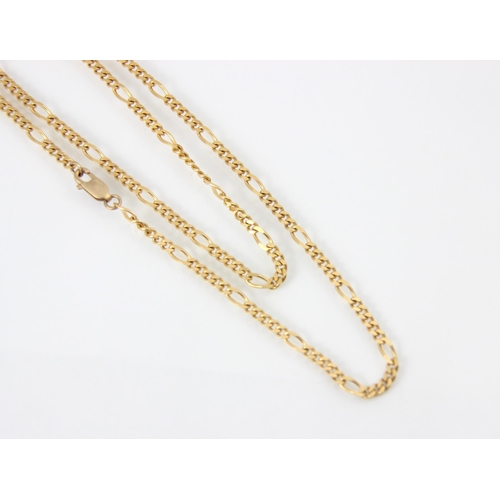 305 - A 9ct yellow gold figaro chain, with lobster fastening, 56cm long, 10gms