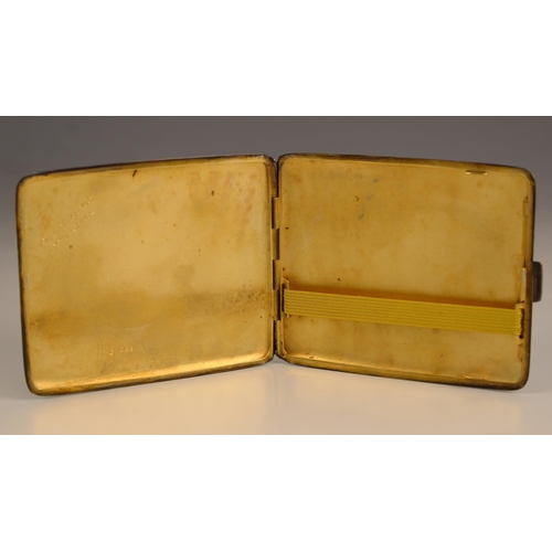 73 - A silver cigarette case, possibly E J Trevitt & Sons, Birmingham 1947, the rectangular case with eng... 