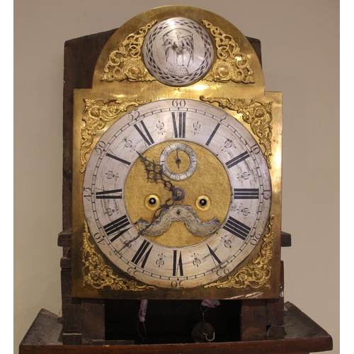 890 - A mahogany cased eight day longcase clock, 18th century, with applied plaque signed 'Richard Haughti... 