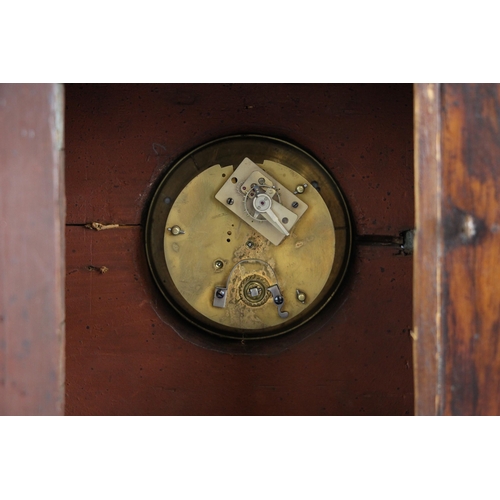 901 - A rosewood and brass inlaid mantel timepiece, mid 19th century, the octagonal case with applied ring... 