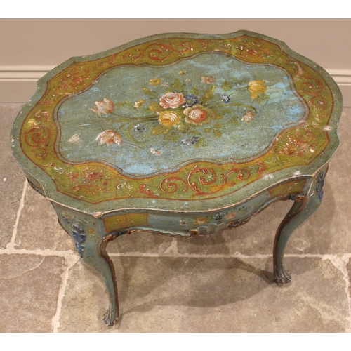 933 - A painted French occasional table, early 19th century, the serpentine shaped top centred with a pain... 