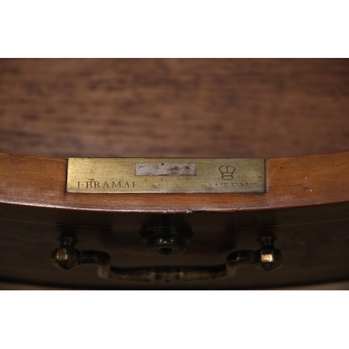 936 - A George III mahogany drum table in the manner of Sheraton, the circular top centred with a polychro... 