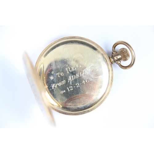 120 - A 9ct yellow gold 9ct open faced pocket watch, the circular white dial with Arabic numerals, with su... 