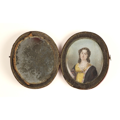 331 - French School (18th century) 
An oval half length portrait miniature depicting a lady of the Louis X... 