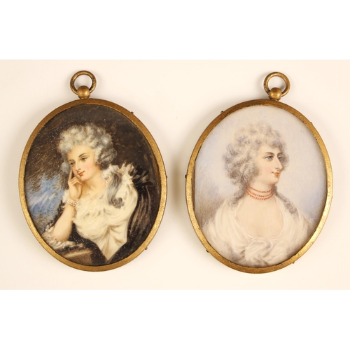 334 - English school (late 18th century),  
A half length portrait miniature depicting a lady facing dexte... 