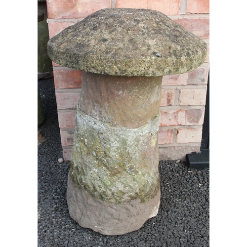 864 - A sandstone staddle stone, of mushroom form, 64cm high