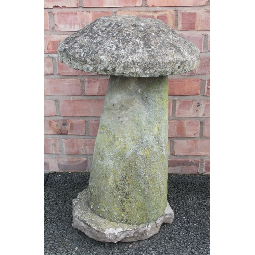 866 - A sandstone staddle stone, of mushroom form, 72cm high