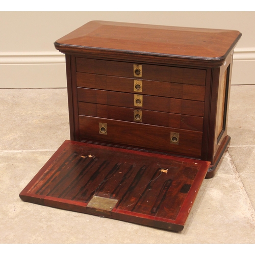 979 - A Victorian table top specimen/collectors chest, the mahogany case inset with satin walnut panels, o... 