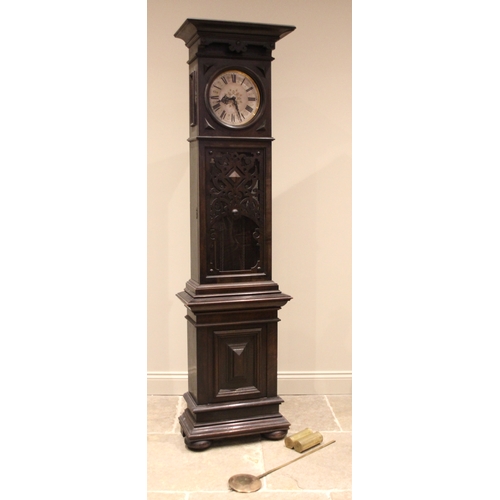 893 - A German oak cased eight day longcase clock, stamped L.F.S (Lorenz Furtwangler & Son), early 20th ce... 