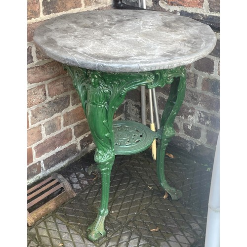 856 - A Victorian Britannia cast iron pub table, 77cm H x 64cm D