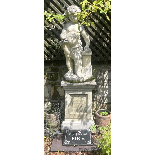 857 - Four Haddonstone garden statues, modelled as the four elements, upon plinth bases, approx 178cm high... 