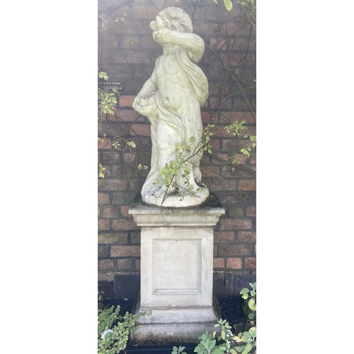 857 - Four Haddonstone garden statues, modelled as the four elements, upon plinth bases, approx 178cm high... 