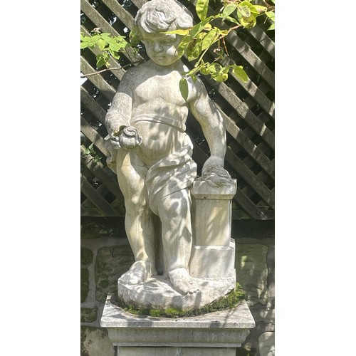 857 - Four Haddonstone garden statues, modelled as the four elements, upon plinth bases, approx 178cm high... 