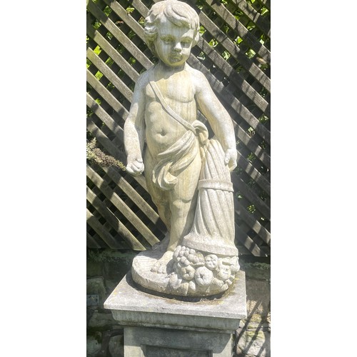 857 - Four Haddonstone garden statues, modelled as the four elements, upon plinth bases, approx 178cm high... 