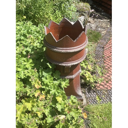 858 - Two Victorian salt glazed crown top chimney pot, 79cm H (2)