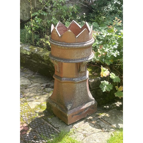 858 - Two Victorian salt glazed crown top chimney pot, 79cm H (2)