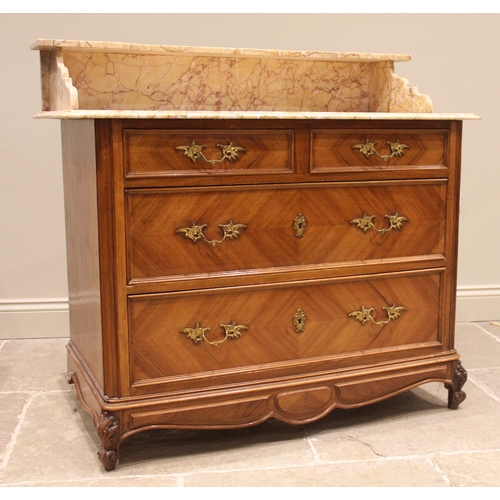 964 - A French kingwood marble topped dressing chest/washstand, late 19th century, the mirror of waisted f... 