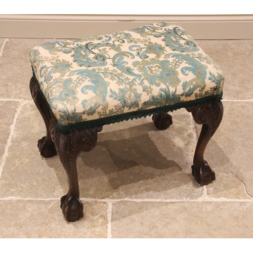 1013 - A mahogany Chippendale revival dressing stool, late 19th/early 20th century, the upholstered seat la... 