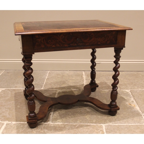 1015 - A walnut Dutch marquetry side table, in the William and Mary style, 19th century and later, the rect... 