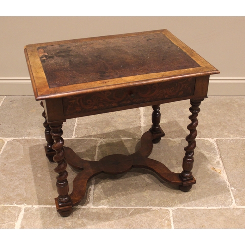 1015 - A walnut Dutch marquetry side table, in the William and Mary style, 19th century and later, the rect... 