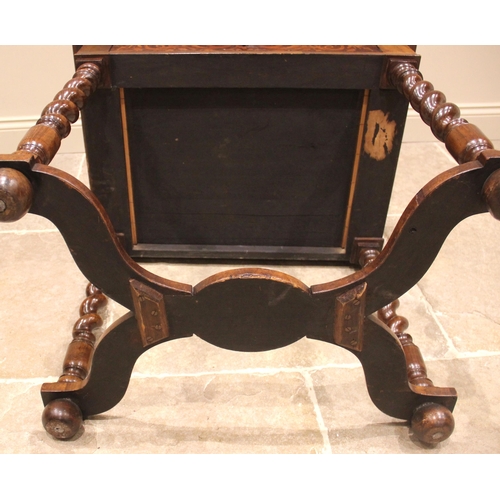 1015 - A walnut Dutch marquetry side table, in the William and Mary style, 19th century and later, the rect... 