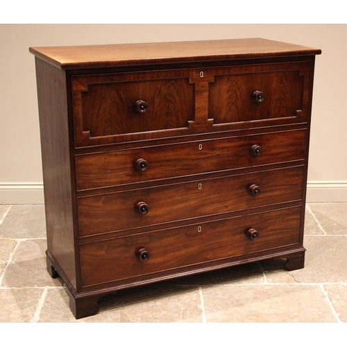 1028 - A Victorian mahogany secretaire chest of drawers, the fall front drawer with geometric moulding open... 