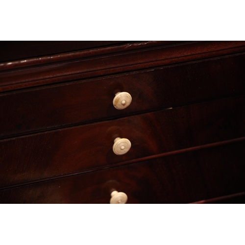 1028 - A Victorian mahogany secretaire chest of drawers, the fall front drawer with geometric moulding open... 