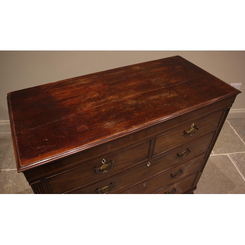 1046 - A George IV mahogany straight front chest of drawers, formed with a cross banded frieze over an arra... 