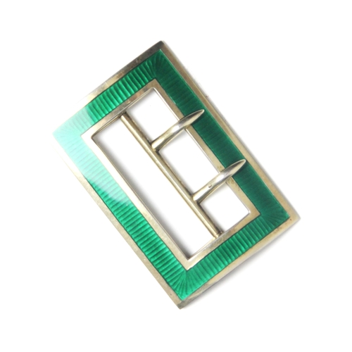 105 - An Edwardian silver gilt enamel buckle, Lawrence Emanuel Birmingham 1909, with green enamel detail 6... 