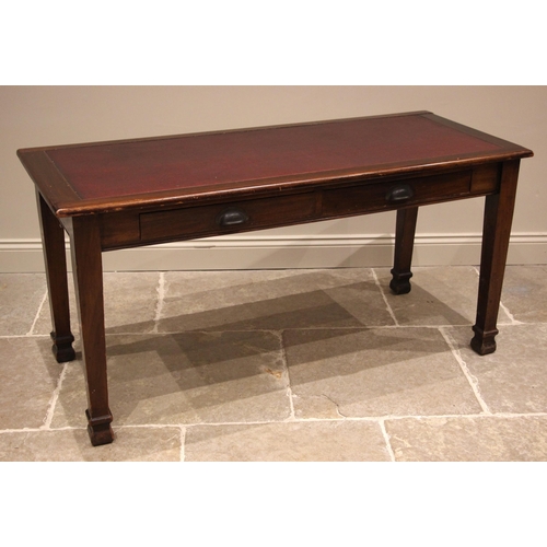 1054 - An early 20th century mahogany office writing desk, the rectangular leather inset top above two draw... 