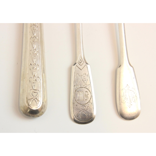 144 - A Russian silver fiddle pattern part christening set, Moscow, Vasiliy Mateevich Ashmarin, c1888, com... 