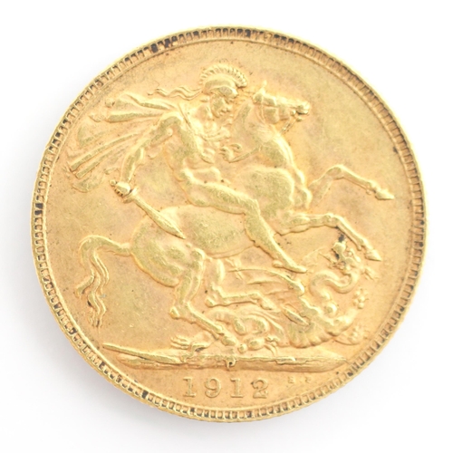 181 - A George V full sovereign, dated 1912, 8gms