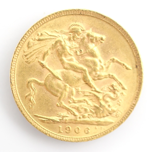 185 - An Edward VII full sovereign, dated 1906, 8gms